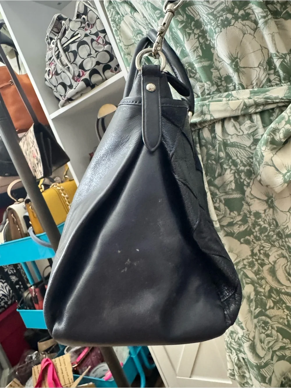 Coach Blue and Black Patchwork Morgan Satchel